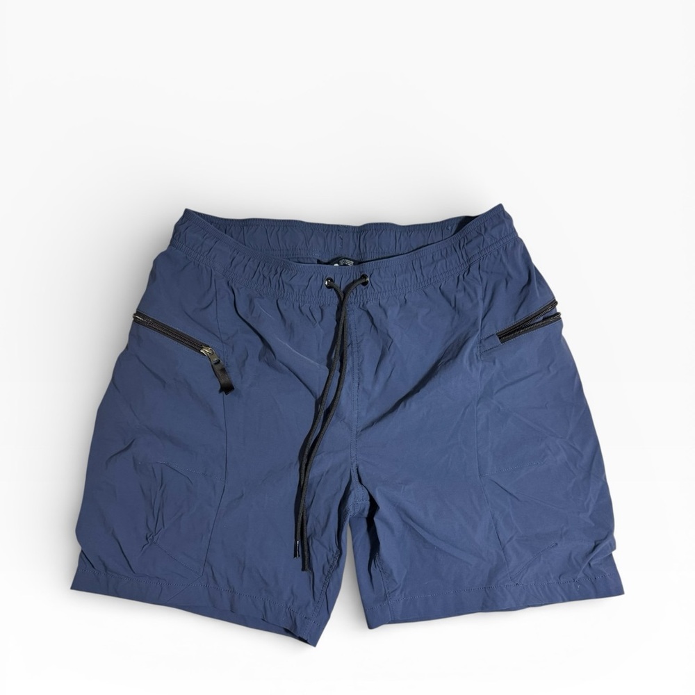 The North Face Shorts Men L Blue Zip Cargo Pocket Drawstring Stretch Waist Nylon